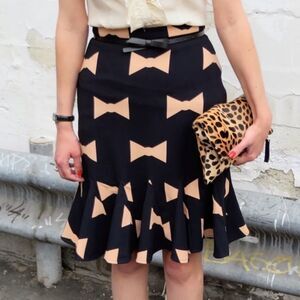 Eva franco Anthropologie bow print skirt women’s size 6 novelty print geeky nerd